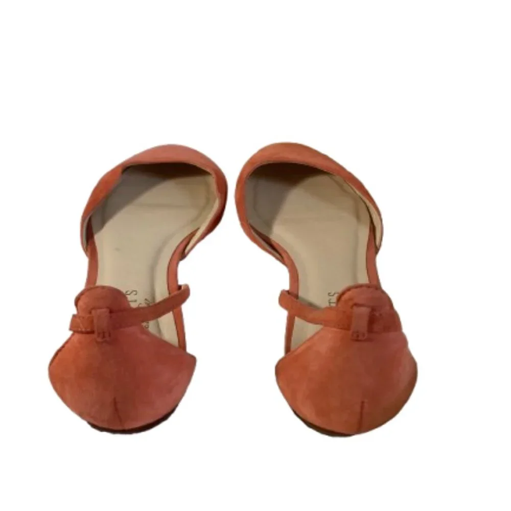 Talbots Burnt Orange Suede D'Orsay Ballet Flats Strappy Cutout Slip On, size 8